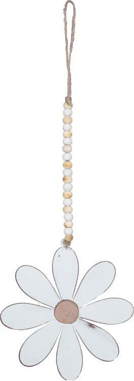 Závěsná bílá kovová dekorace ve tvaru kopretiny Ego Dekor, 13 x 33 cm