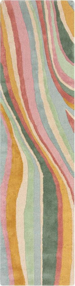 Ručně tkaný vlněný běhoun 60x230 cm Abstract Flow – Flair Rugs