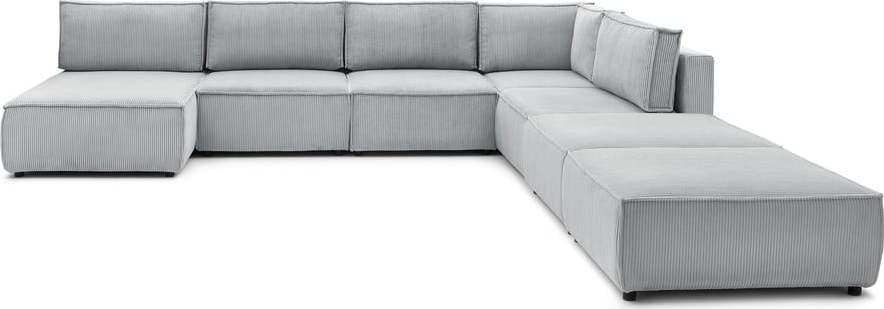 Světle šedá variabilní manšestrová rohová pohovka do 