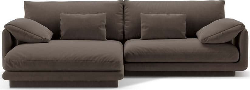 Hnědá sametová rohová pohovka (levý roh/s lenoškou) Torino – Micadoni