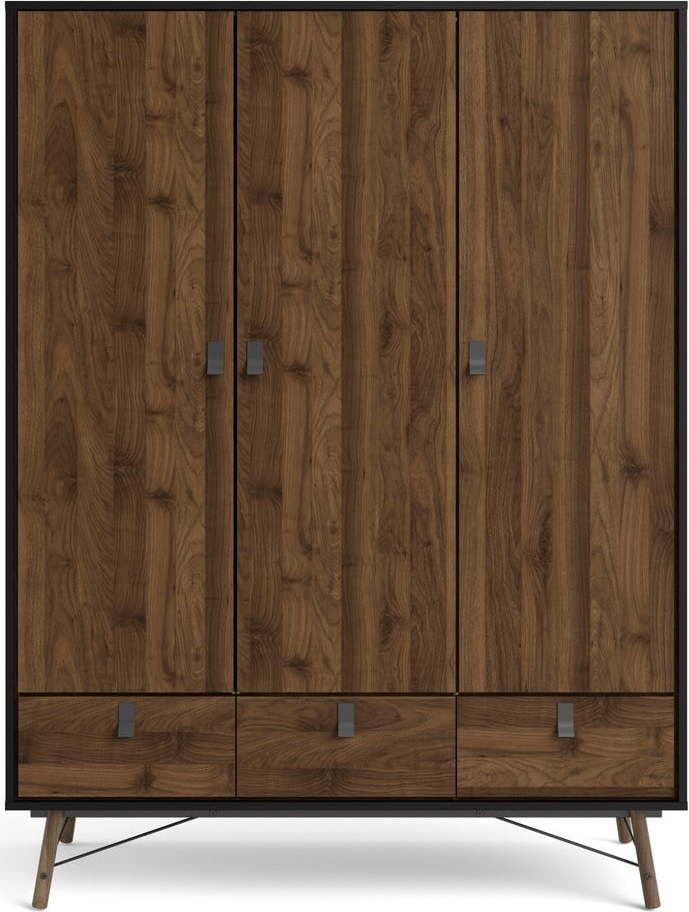 Černá/hnědá šatní skříň v dekoru ořechu 150x200 cm Ry - Tvilum