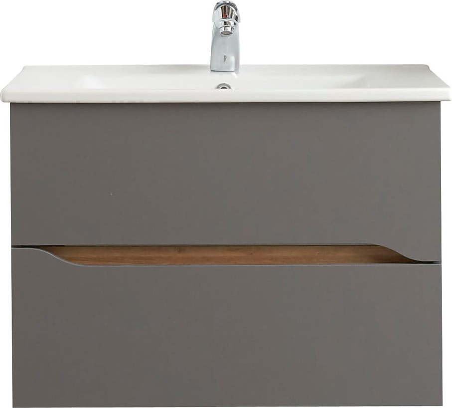 Šedá závěsná skříňka bez umyvadla 72x51 cm Set 357 - Pelipal