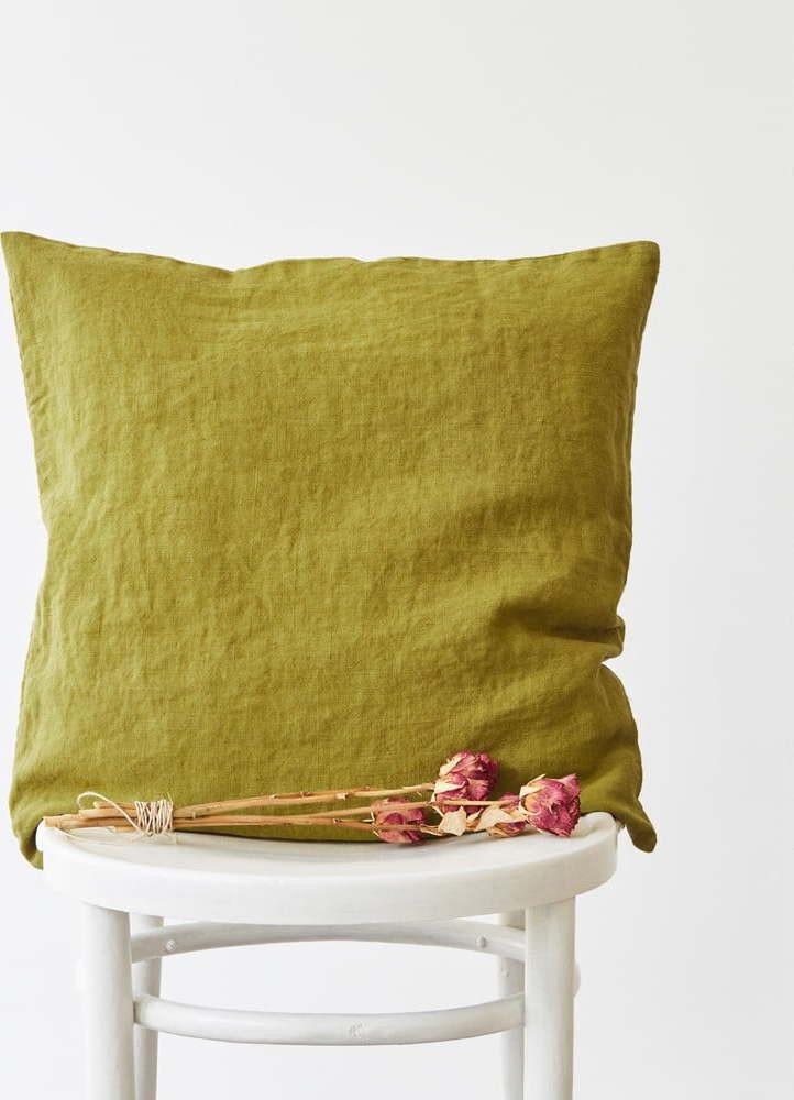 Lněný povlak na polštář 50x50 cm Moss Green – Linen Tales