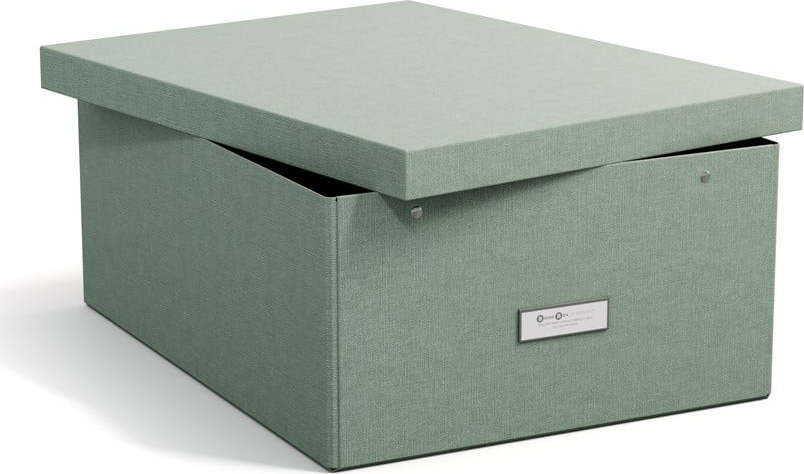 Kartonový úložný box zelenomodrý s víkem 34,5x45x18,5 cm Katrin Canvas Paper Laminate – Bigso