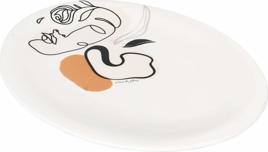 Keramický servírovací talíř VDE Tivoli 1996 Face to Grey, 38 x 27,5 cm