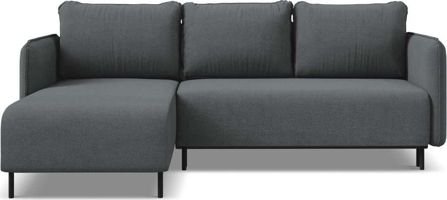 Tmavě šedá rozkládací/s úložným prostorem rohová pohovka (levý roh) Luana – Makamii