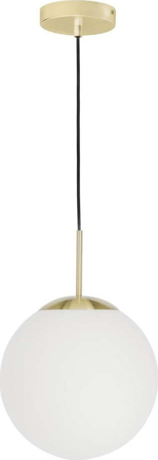 Bílé/ve zlaté barvě závěsné svítidlo se skleněným stínidlem ø 30 cm Mahala – Kave Home