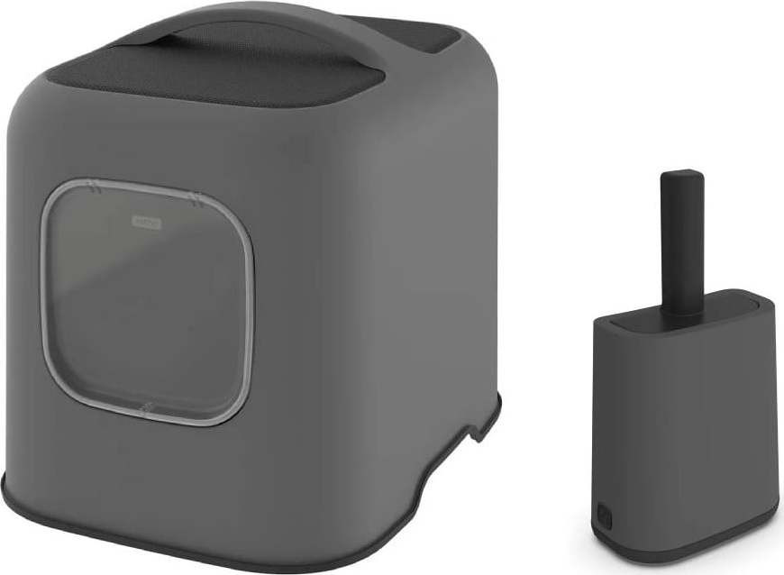 Antracitová sada kočičího záchodu a lopatky Biala – Rotho