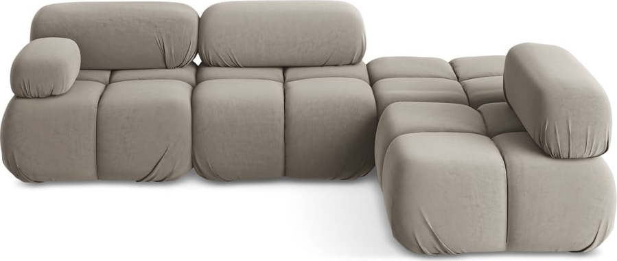 Béžová sametová modulární rohová pohovka (pravý roh) Lokua – Makamii