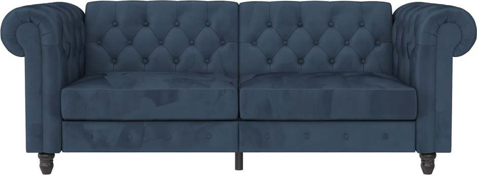 Tmavě modrá sametová rozkládací pohovka 236 cm Felix – Støraa