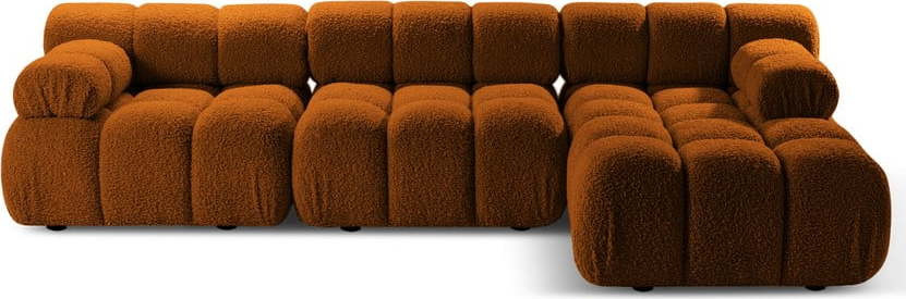 Oranžová modulární rohová pohovka z textilie bouclé (pravý roh) Bellis – Micadoni Home