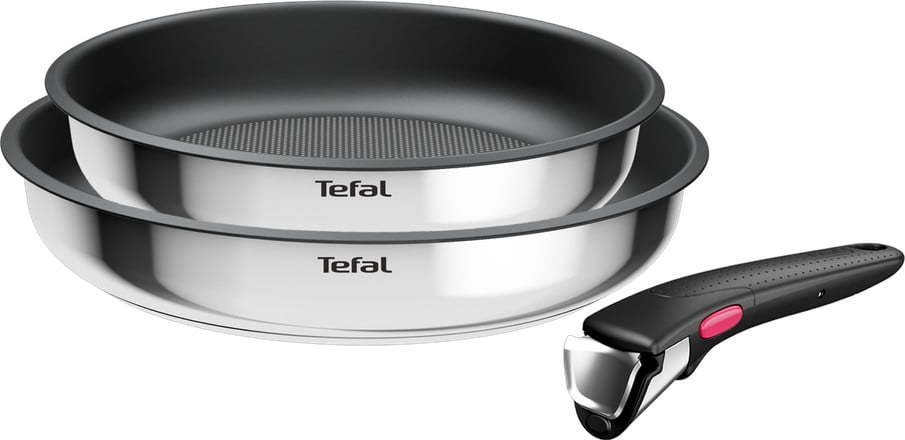Nerezové pánve s nepřilnavým povrchem a odnímatelnou rukojetí v sadě 2 ks ø 26 cm INGENIO Cook Eat L8813S75 – Tefal