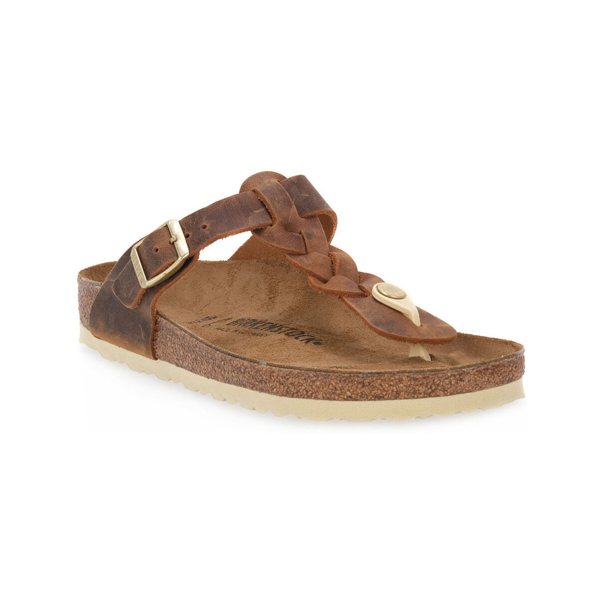 BIRKENSTOCK  GIZEH BRAIDED COGNAC OILED CALZ S  Hnědá