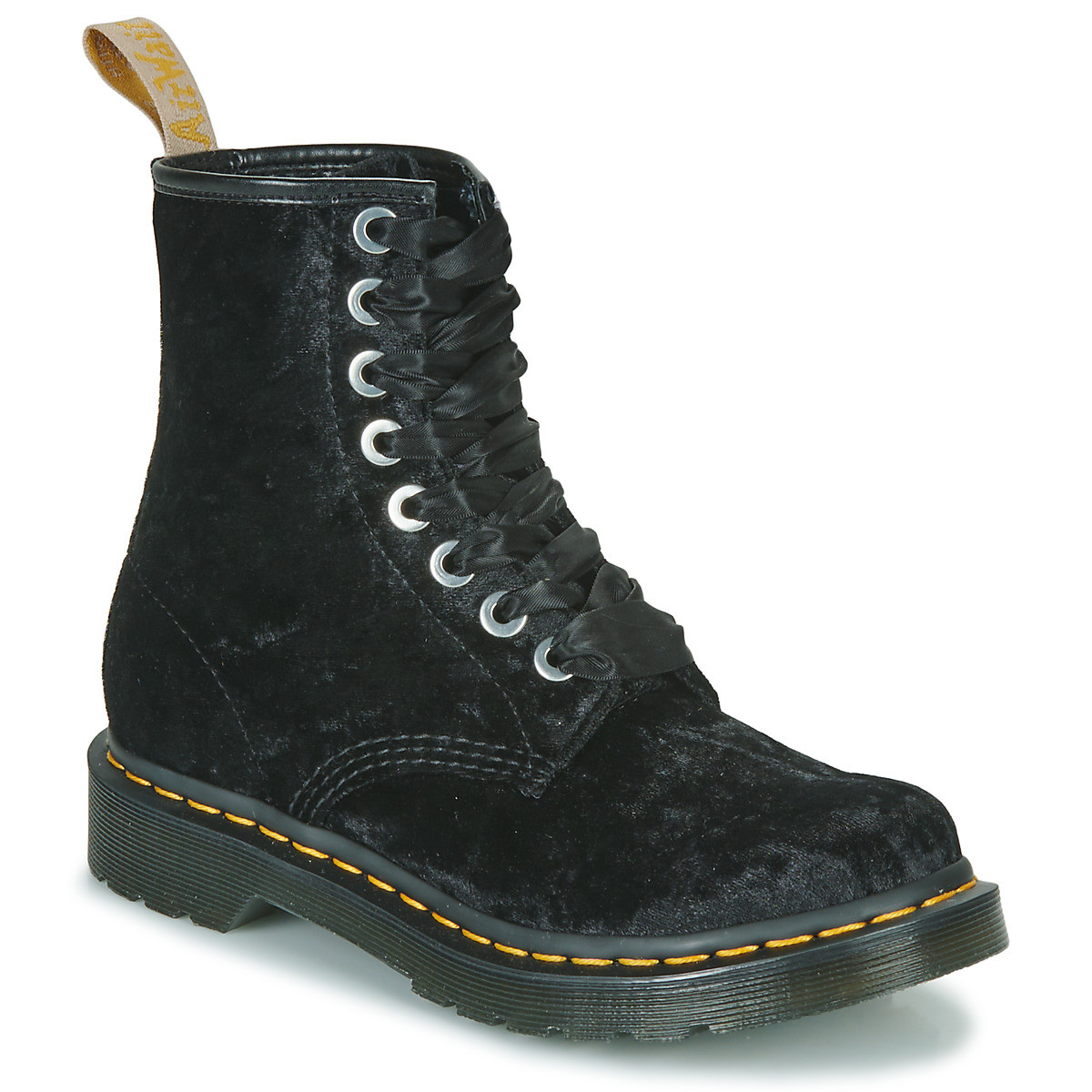 Dr. Martens  VEGAN 1460 BLACK VELVET  Černá