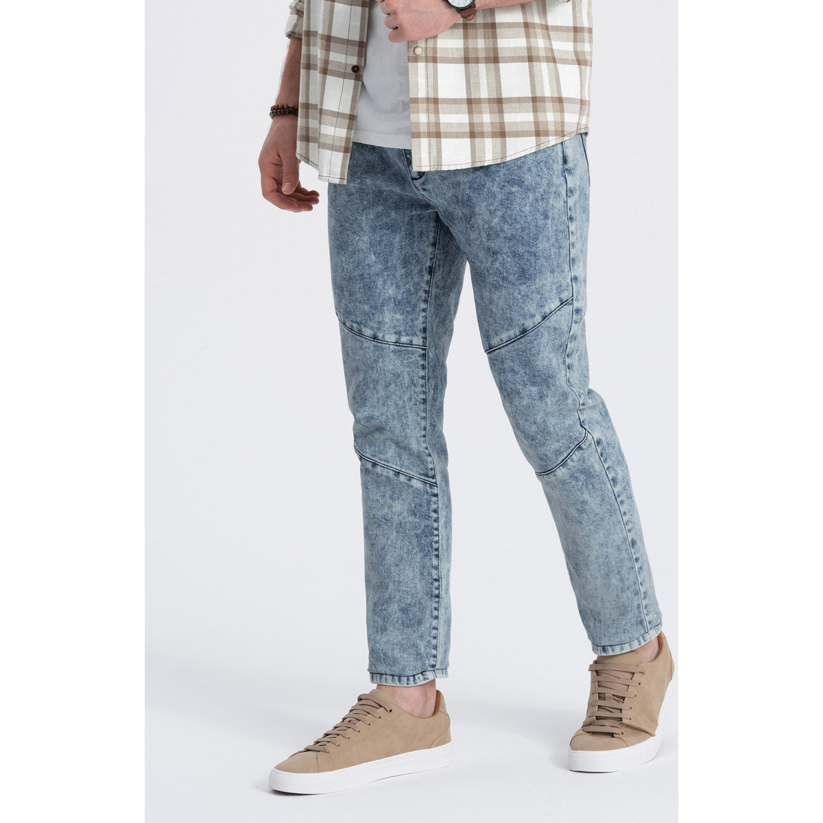 Ombre  Pánské džínové kalhoty Hetisani nebesky modrá  Modrá