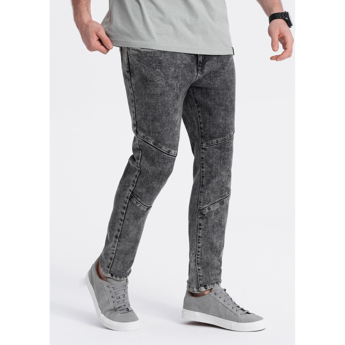 Ombre  Pánské džínové kalhoty Hetisani šedá  Černá