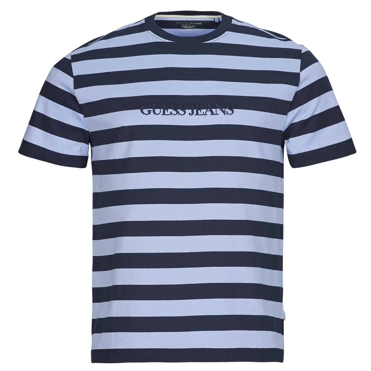 Guess  SS CN REG STRIPED YD TEE  Modrá