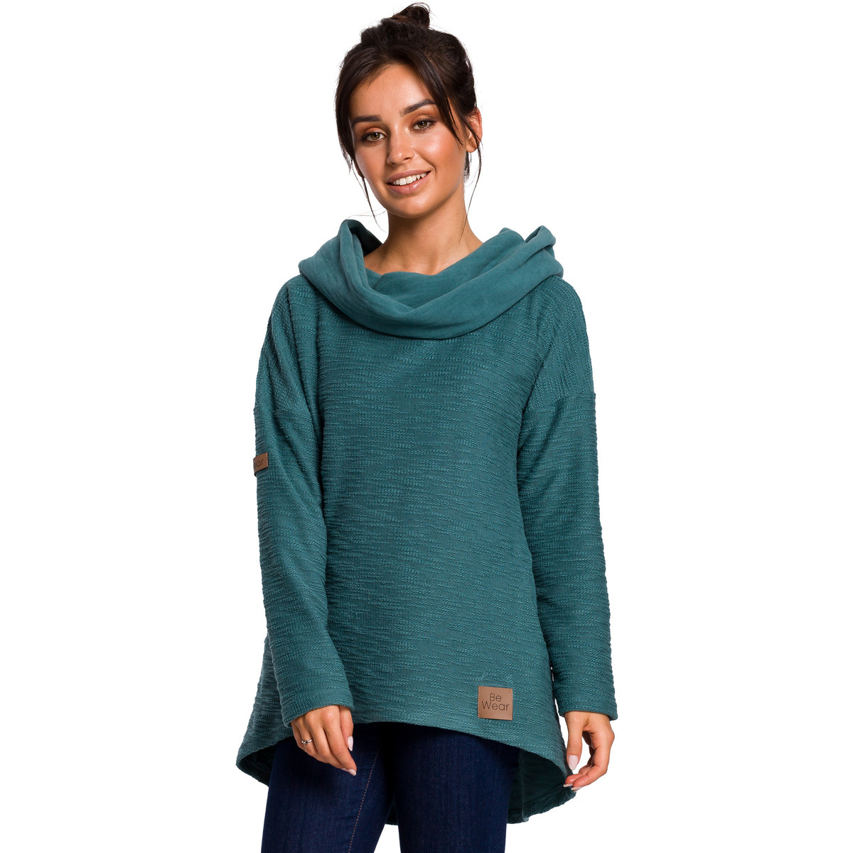 Bewear  Dámská mikina s kapucí Meinolf B131 tyrkysová  Tmavě modrá