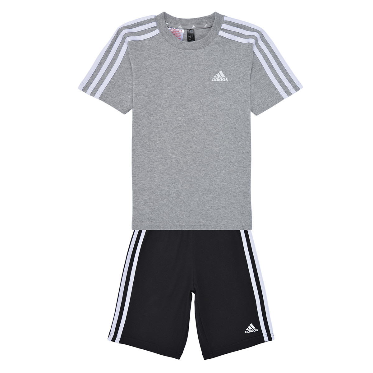 adidas  Essentials 3-Stripes Tee and Shorts Set  Šedá