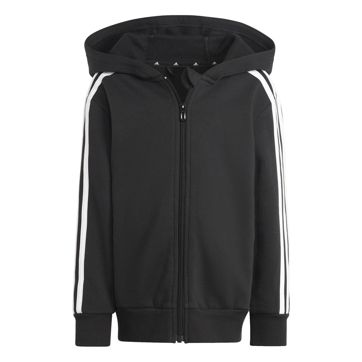 adidas  Essentials 3-Stripes Zip Hooded Jacket  Černá