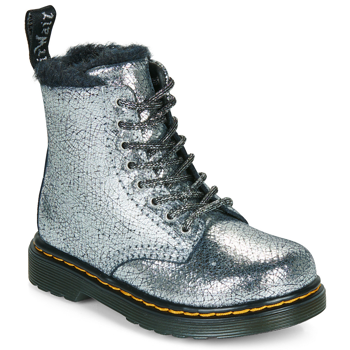 Dr. Martens  Serena T Silver Distressed Foil  Stříbrná