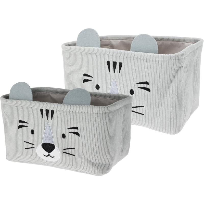 HOMESTYLING Dětský úložný koš na prádlo i hračky kvádr sada 2 ks šedá KO-HZ1993160seda