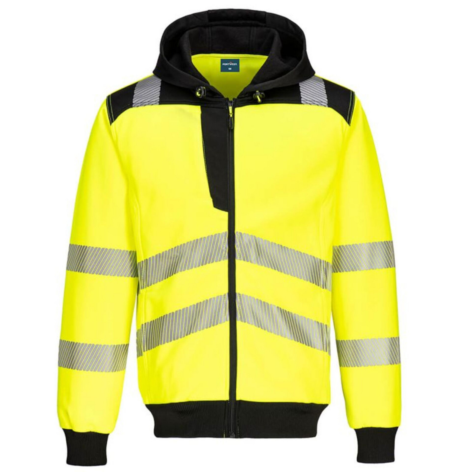 PORTWEST PW327 s kapucí Mikina reflexní žlutá/černá 3XL