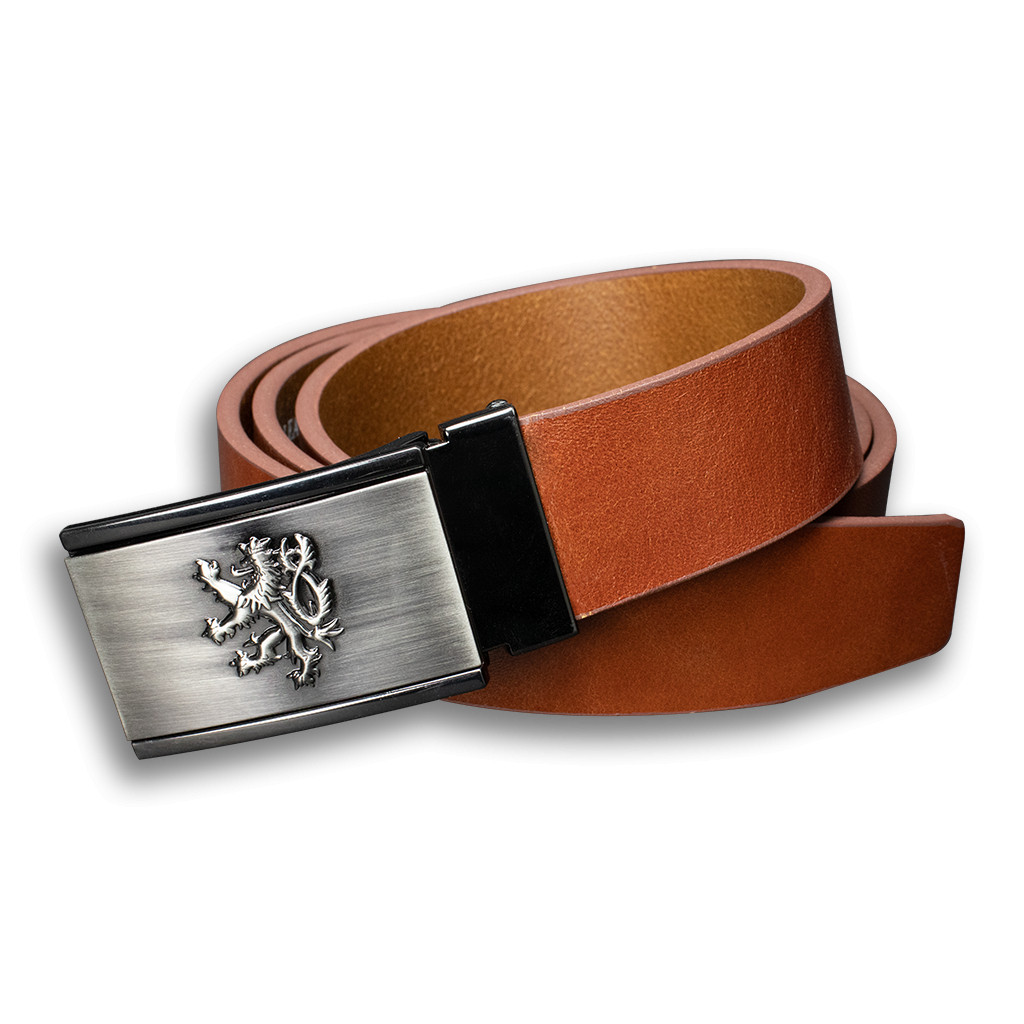 Opasek kožený Český lev Patina 3,5 cm - hnědý, 100