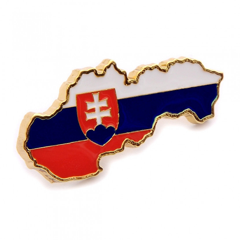 Odznak (pins) mapa Slovensko 3x1,5 cm - barevný