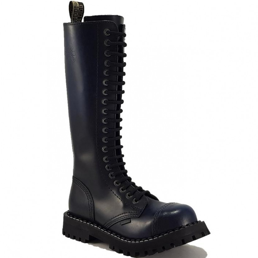 Boty Steel 20-dírkové - modré stírané, 40