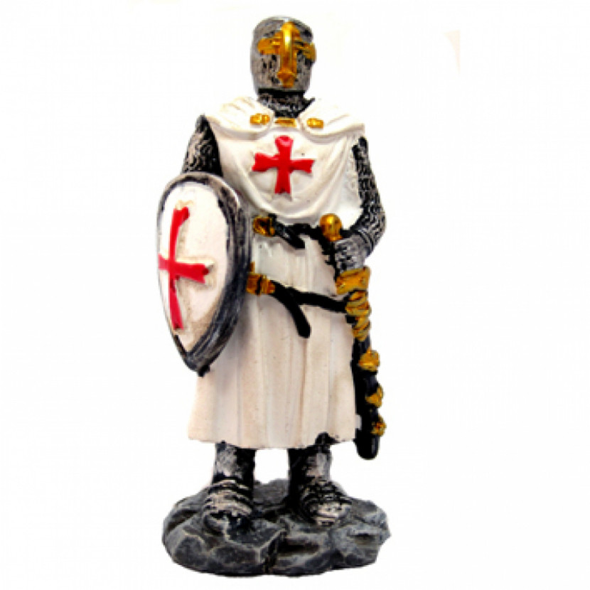 Model Figurka templáře se štítem - šedý-bílý