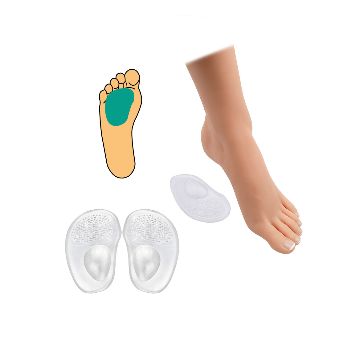 Metapolštářek s podporou příčné klenby Metavankoušek HealMed Gel - průhledný