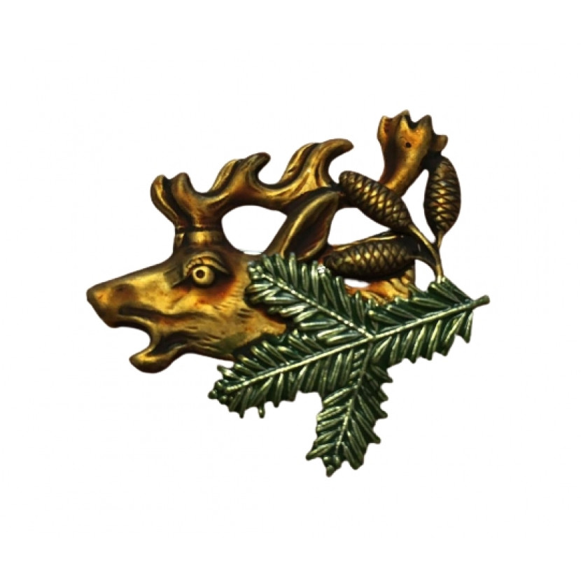 Odznak Hlava jelena a šišky - barevný