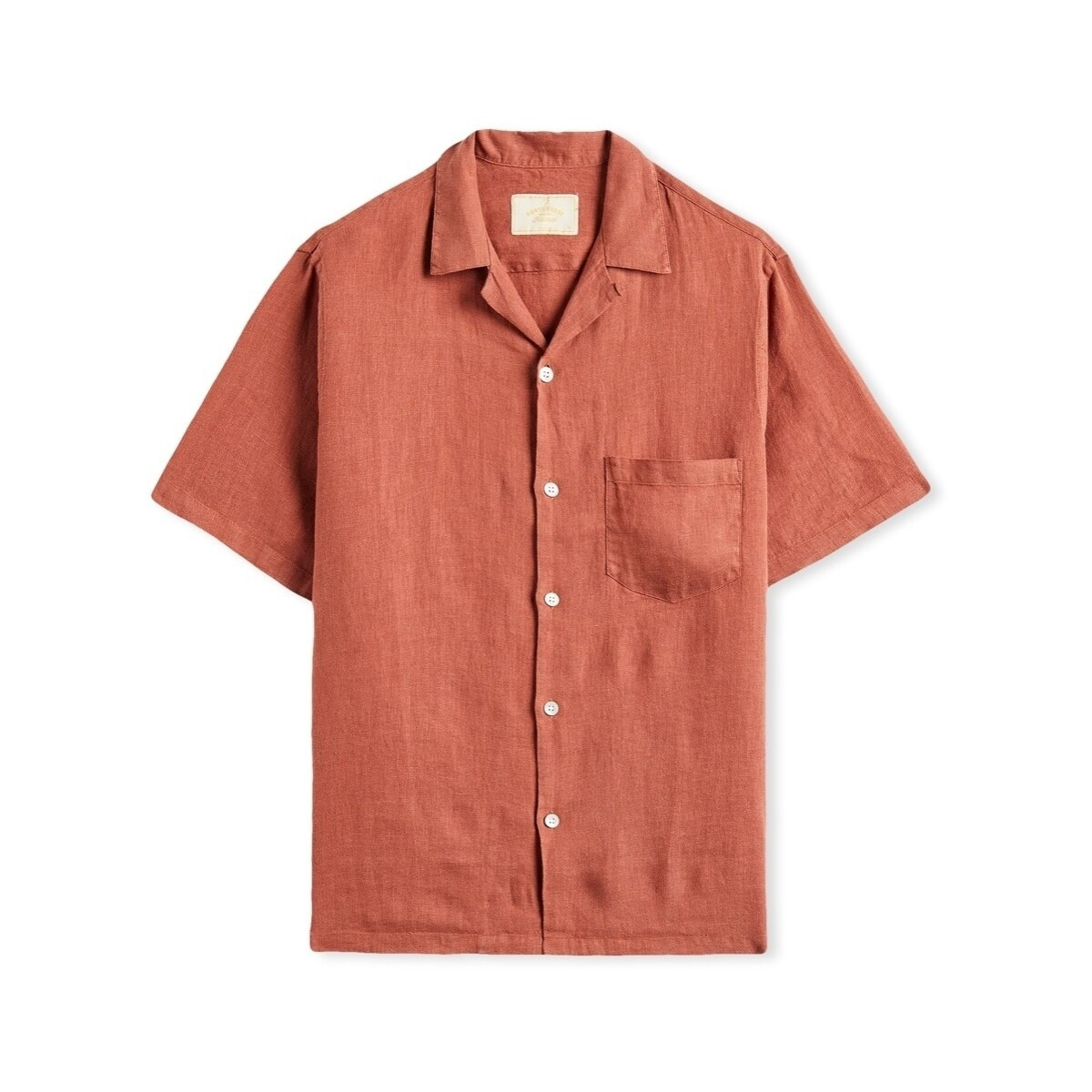 Portuguese Flannel  Linen Camp Collar Shirt - Terracota  Oranžová