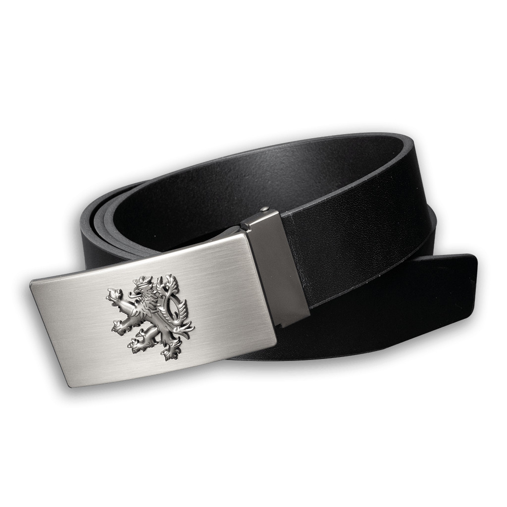 Opasek kožený Český lev 3,5 cm - černý, 100