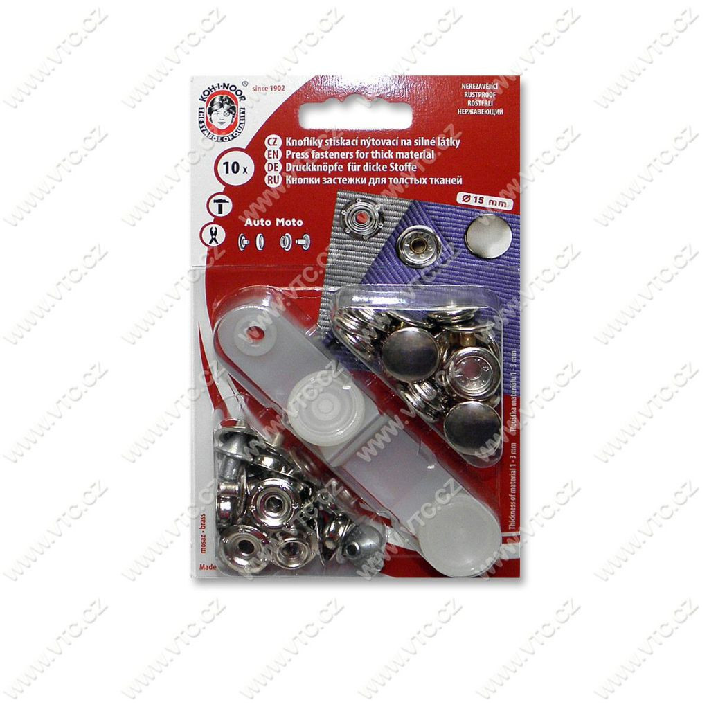 Sada druků Koh-I-Noor AM6 stříbrný nikl hladký blistr 10 ks - stříbrná