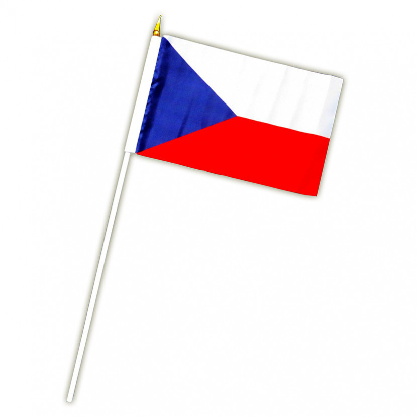 Vlajka Alfa Česká republika 14 x 21 cm na dřevěné tyčce