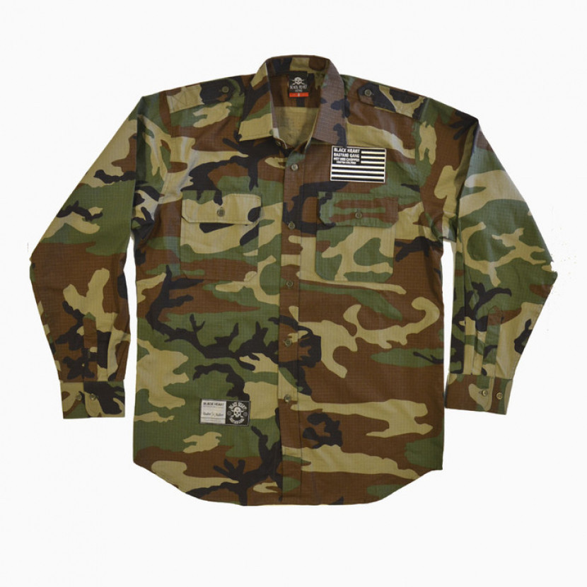 Košile Black Heart Destroyer - woodland, XL