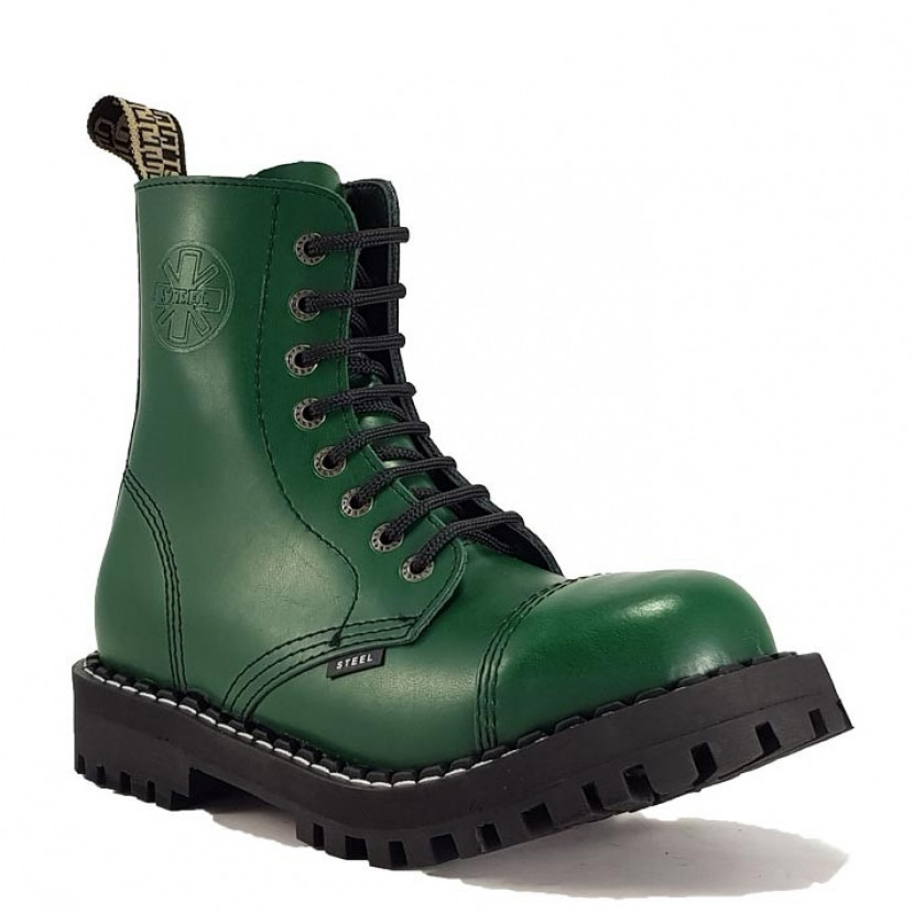 Boty Steel 8-dírkové - zelené, 40