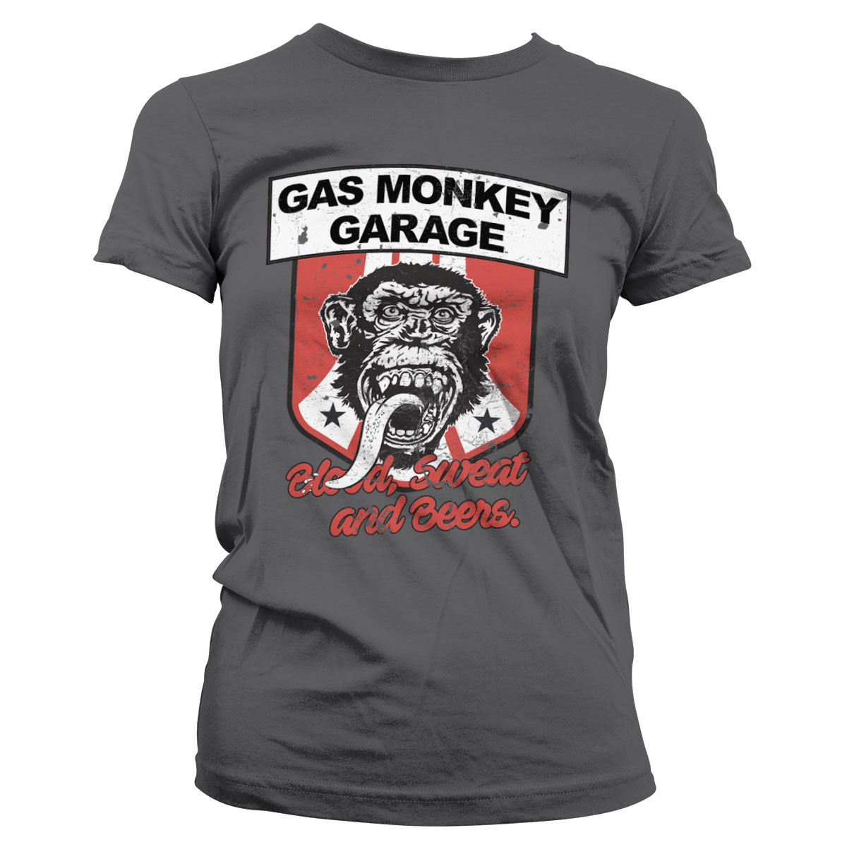 Triko dámské Gas Monkey Garage Stripes Shield - tmavě šedé, XL