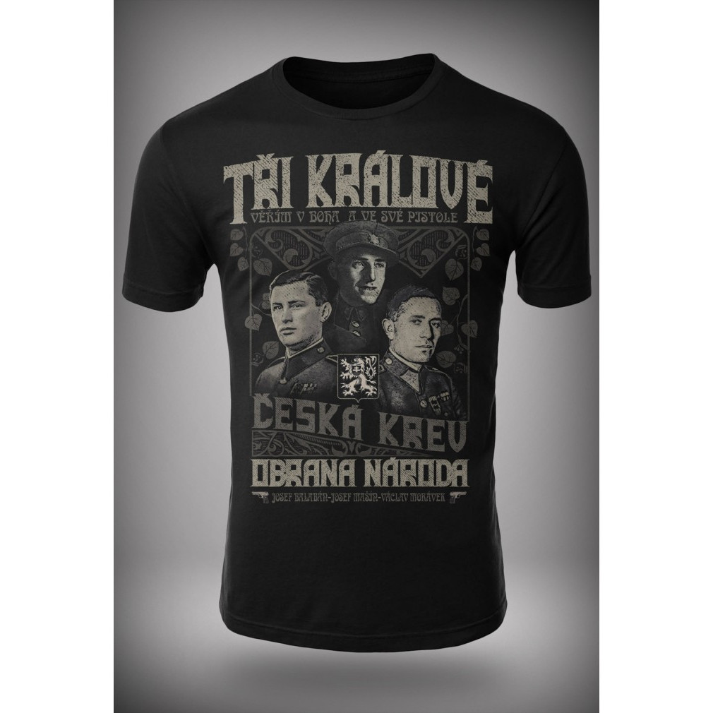 Triko pánské Česká krev Tři králové - černé, XL