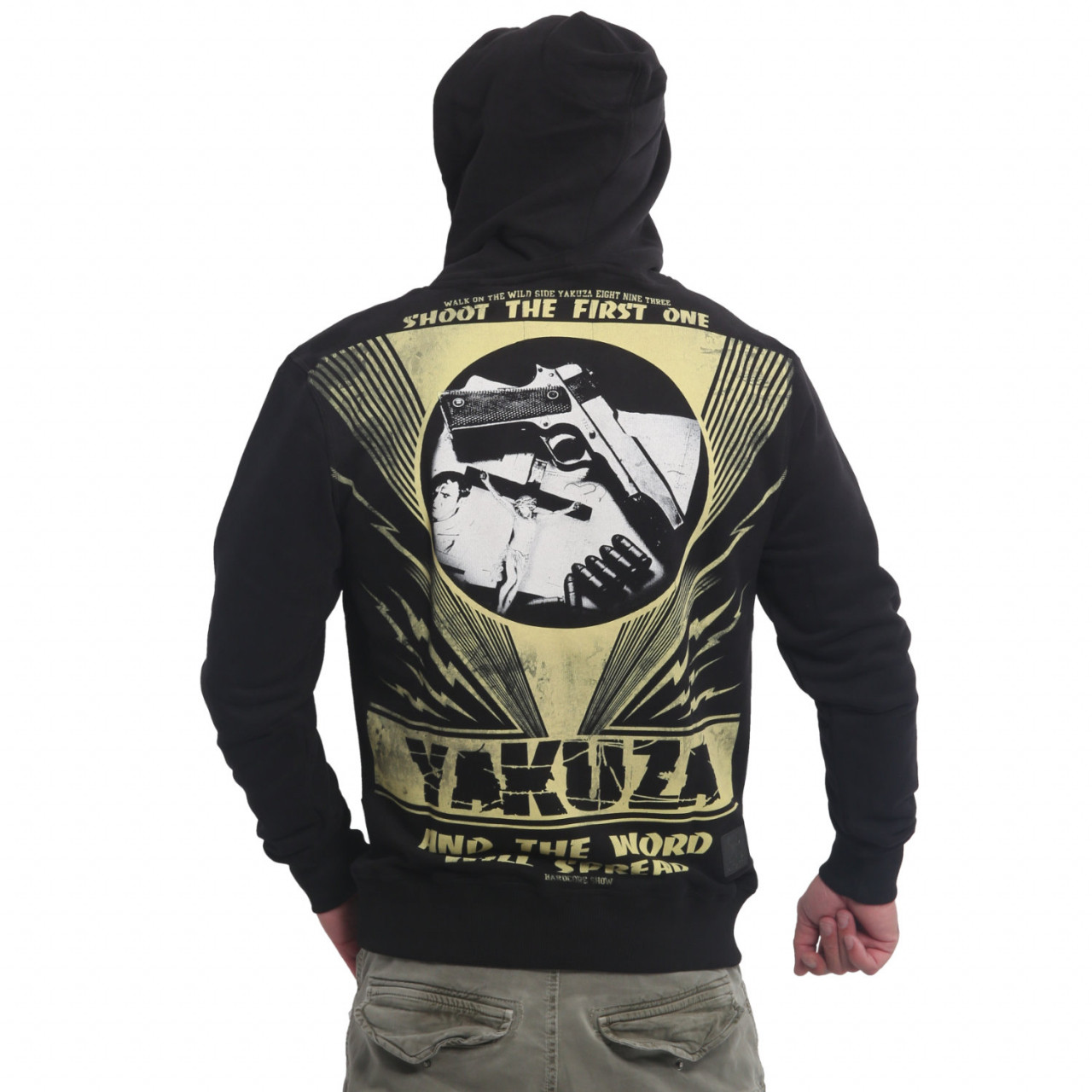Mikina s kapucí Yakuza Spread - černá-žlutá, 5XL