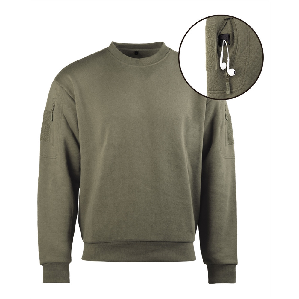 Mikina taktická Mil-Tec Round Neck - ranger green, 3XL