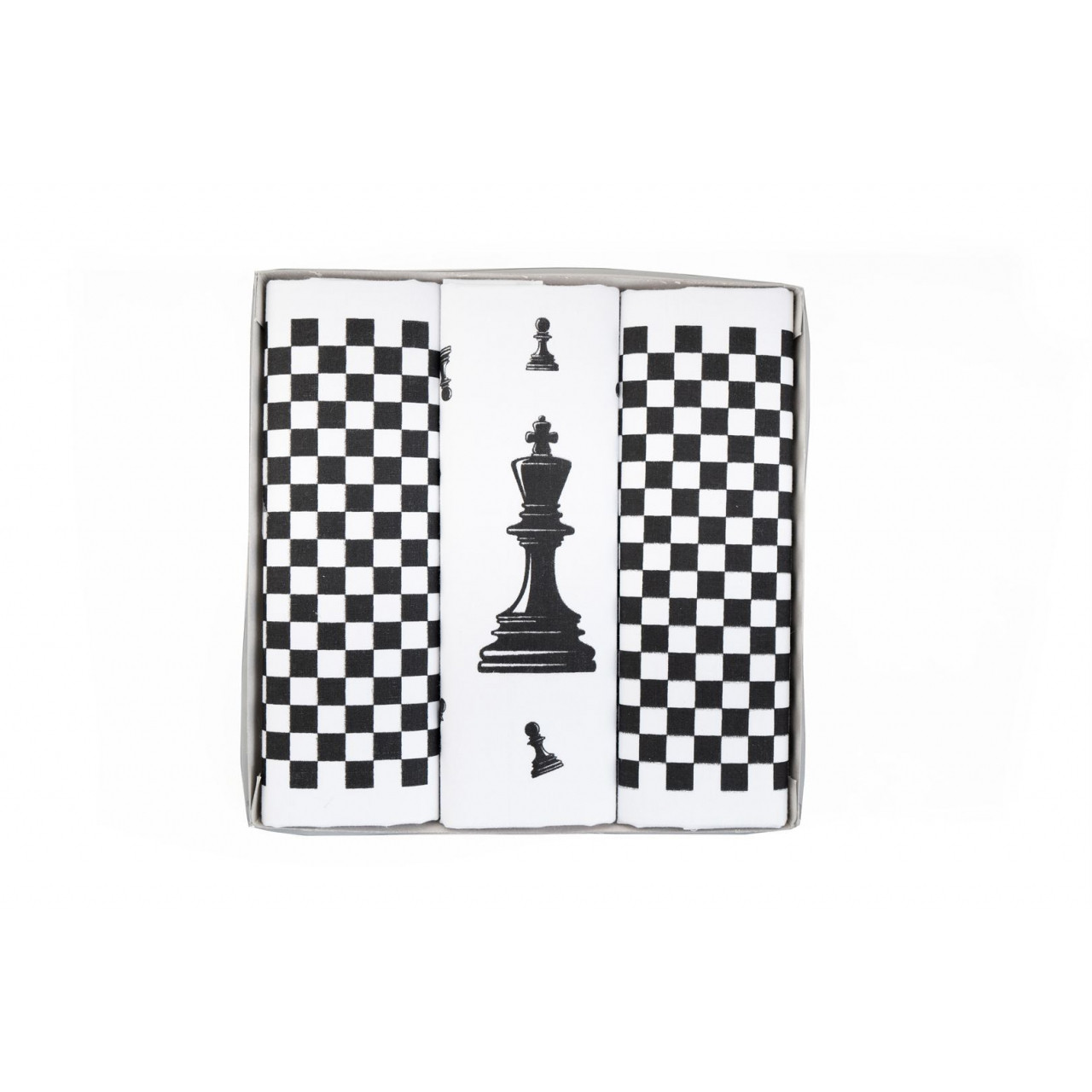 Pánské kapesníky Etex Šachy M59 3 ks - bílé-černé