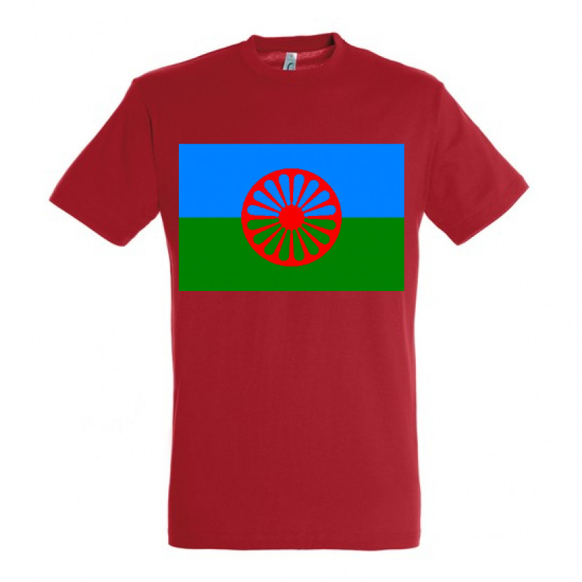 Triko s romskou vlajkou - červené, XL