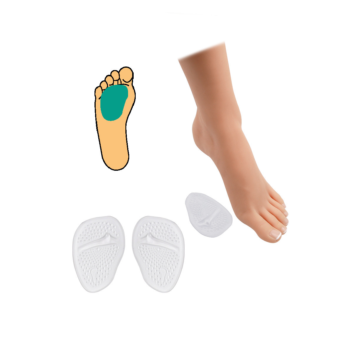 Silikonový metapolštářek s podporou prstů 1 pár - průhledný