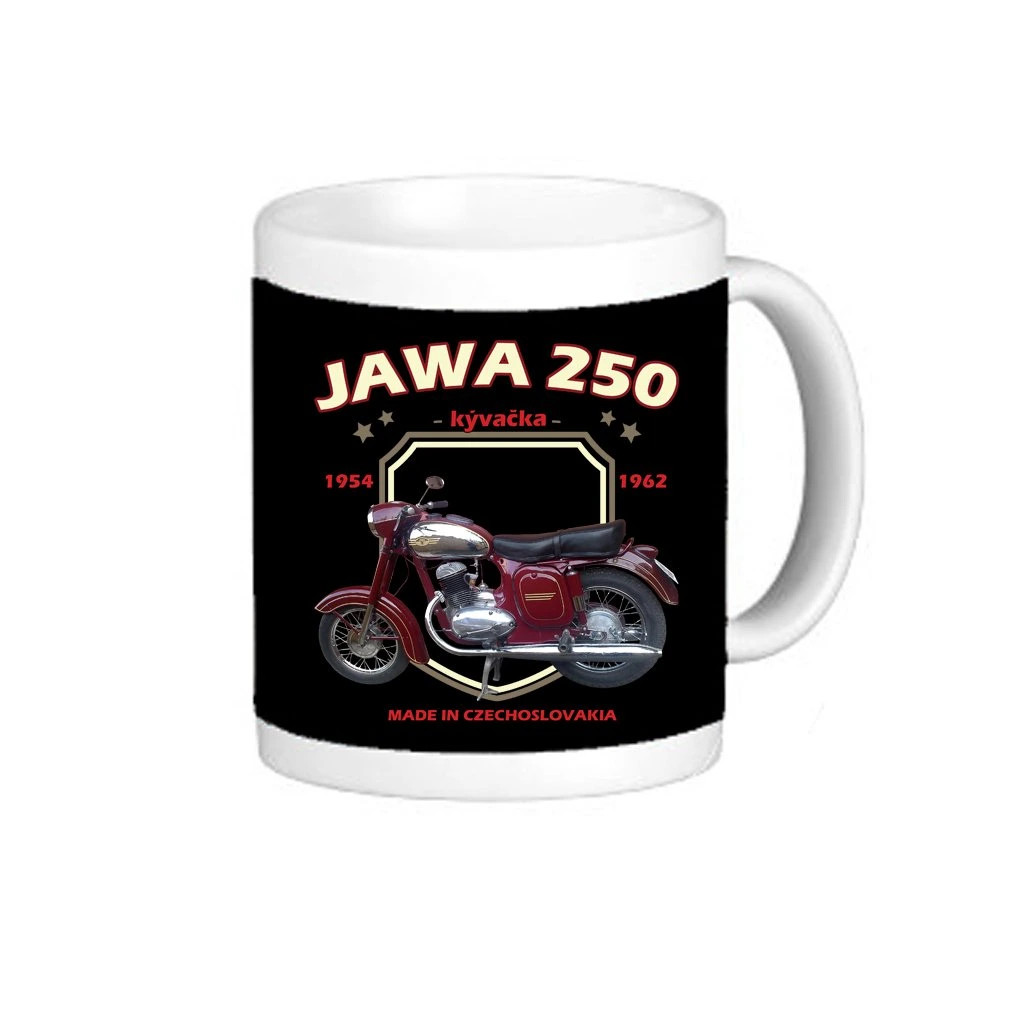 Hrnek Striker Jawa 250 Kývačka - černý-bílý