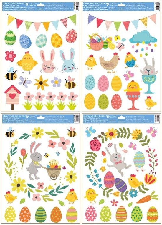 Anděl Velikonoční okenní fólie s glitry - Velikonoce - 30 x 42 cm - 6898