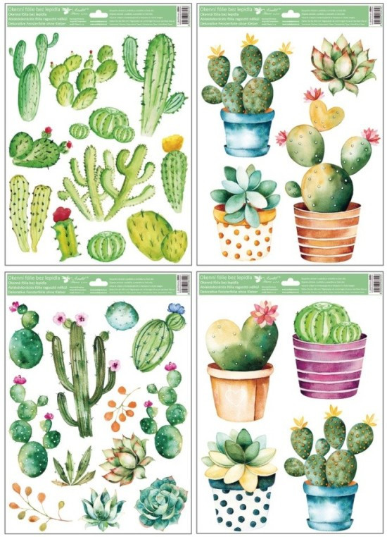 Anděl Okenní fólie - kaktusy - 30 x 42 cm - 6884