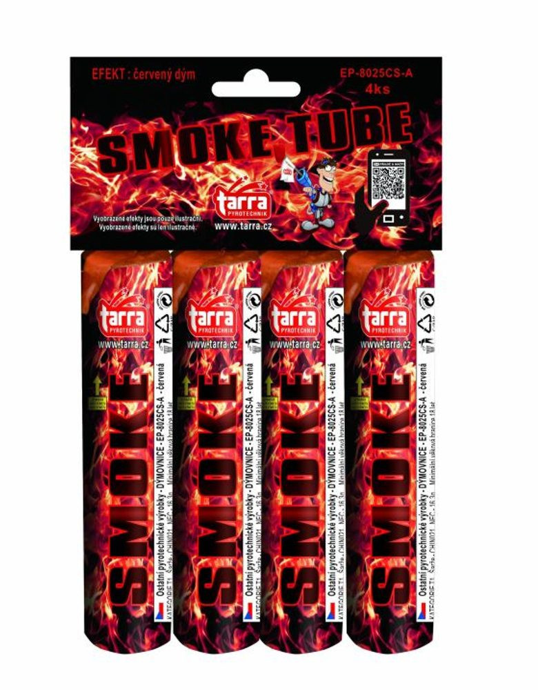 Červené dýmovnice - 4ks - 36/4 - ČÍNA